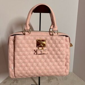 Betsey Johnson Pink Quilted  Leather Satchel